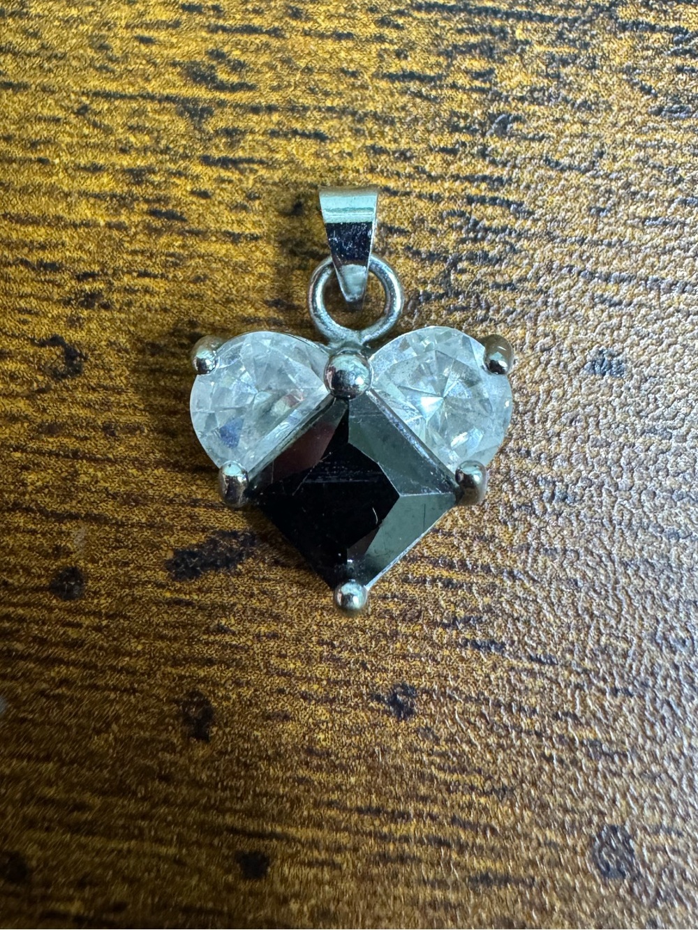 4/$20 Heart-Shaped Black and Clear Crystal Pendant